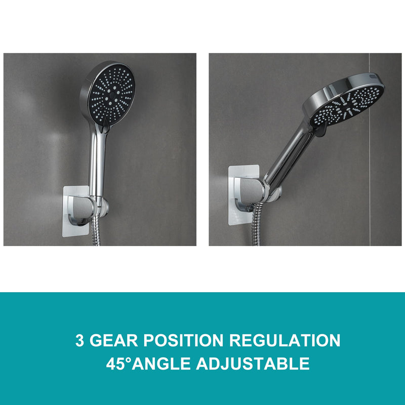 Strong Adhesive and Waterproof Shower Head Holder for Handheld Showerhead Adjustable No Drilling Wall Mount Bracket for RV Kids Bathroom Shower,Fix Firmly and Use Conveniently 1 Silver