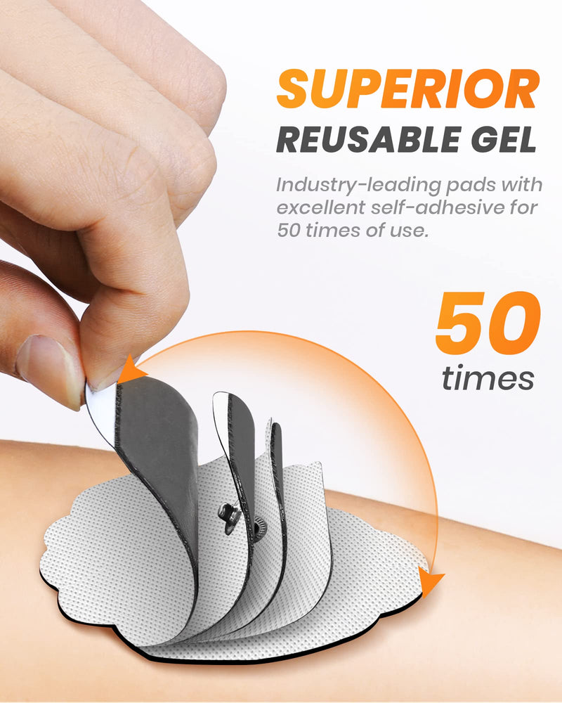 20-Pack TENS Unit Replacement Pads, Long-Lasting Snap Electrodes for 50 Times of Use per Pad, Latex-Free TENS Pads Set Compatible with TENS EMS Devices Using 3.5mm Button Lead Wires White