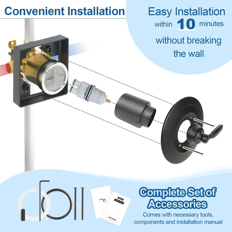 T14032-BL Shower Handle-Just Compatible with Delta Shower Trim Kit 14 Series, Just Compatible with Cartridge RP46074, Fits R10000 Series Valves (Cartridge/Valve Not Included), Matte Black Handle-Matte Black