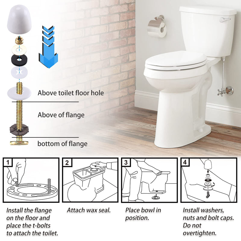 Toilet Flange with Wax Ring for Toilets Replacement Kit Includes Bolts PVC Toilet Flange Repair Kit for 3" or 4" Pipes, Fit Toilet Install & Repair with Standard Wax Ring