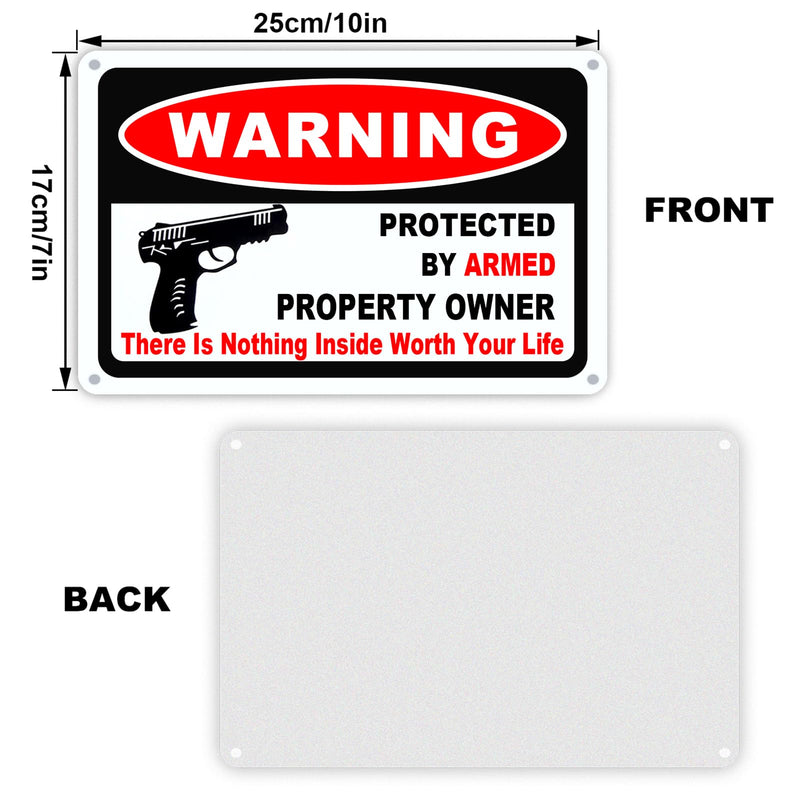 3Pack Gun Sign for Home Security 10x7 inch Warning Signs for Home Property Rust Aluminum Gun Warning Sign Weatherproof and UV Protected