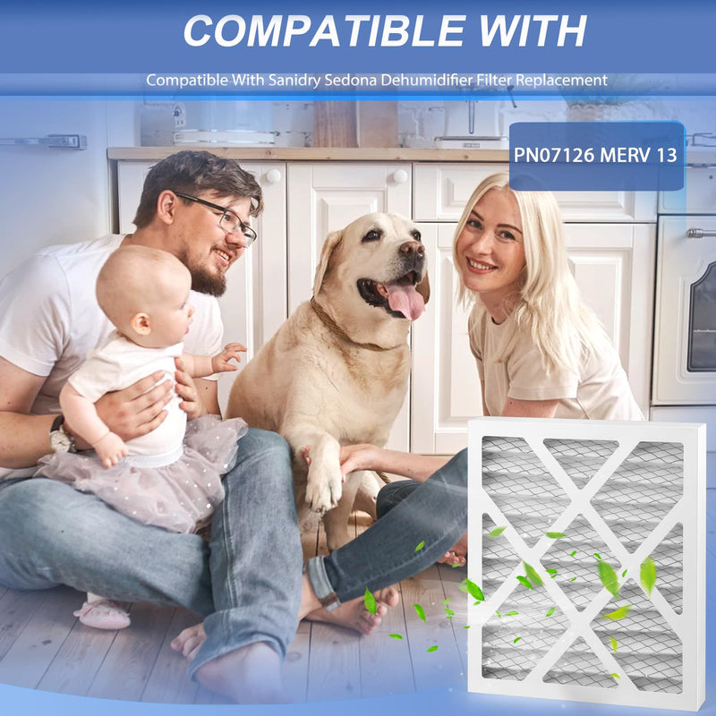2 Pack PN07126 Dehumidifier Filter Replacement Compatible with sanidry Sedona dehumidifier Filter PN07126 MERV 13, Pn07126 Filter Help Provide a Healthier Indoor Environment for Your Family 2