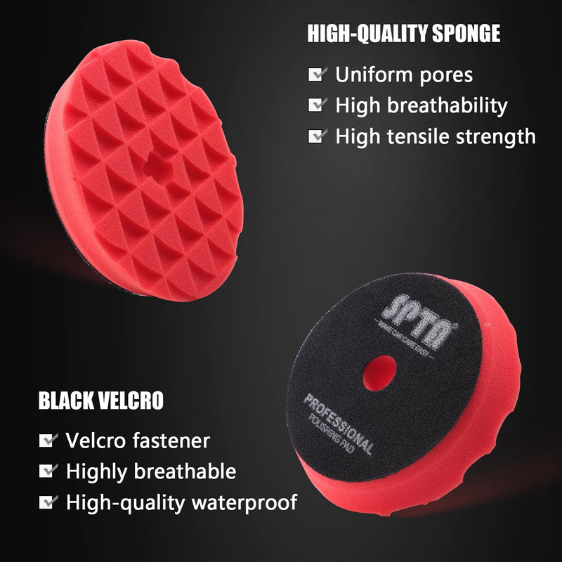 SPTA 5 Inch 125mm Body Repair Polishing Pad Set - 6 Pcs Buffing Pads with Sponge, Wool and Micro-Fiber for Car Detailing 5 Inch (125mm)