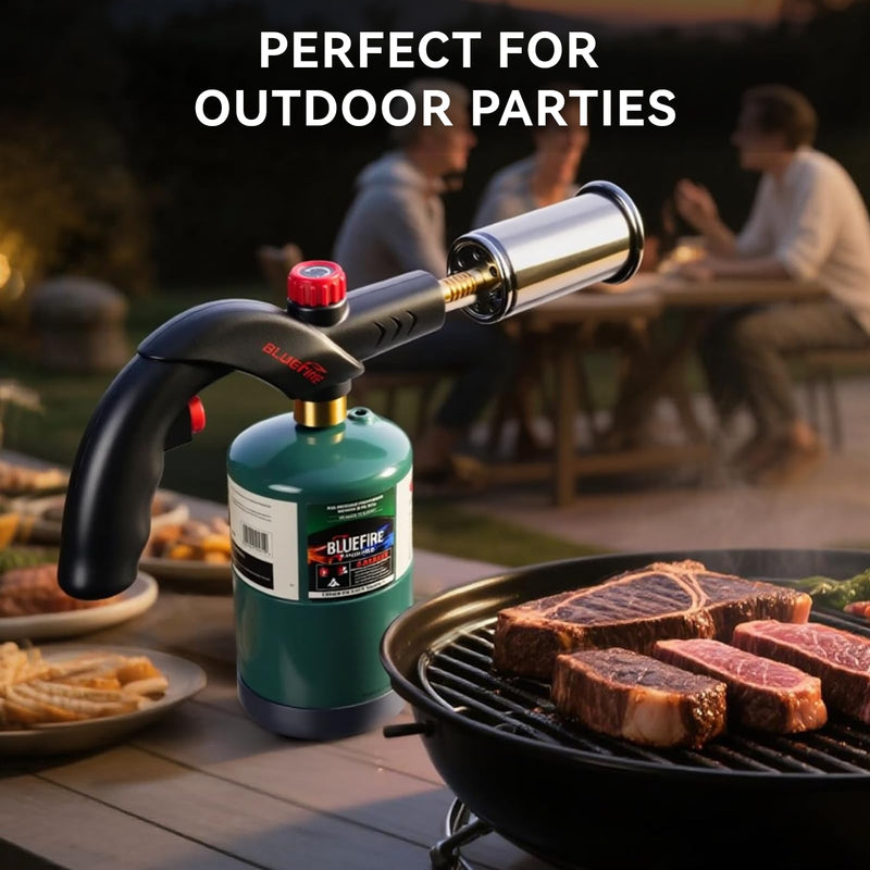 Bluefire 3272℉ Propane Torch, 50mm Wide Nozzle Powerful Grill Gun with Auto Ignition, High-Output Flame Thrower for BBQ, Charcoal, Sous Vide, Steak & Campfire(Tank Not Included)