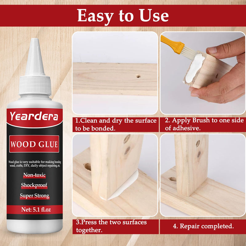 Wood Glue, Professional Furniture Repair Glue, Clear Carpenter Glue, Strong Wood Glue for Crafts, Furniture, Wood Floor and Wood Products (150g/5.1oz) 5.1 fl.oz