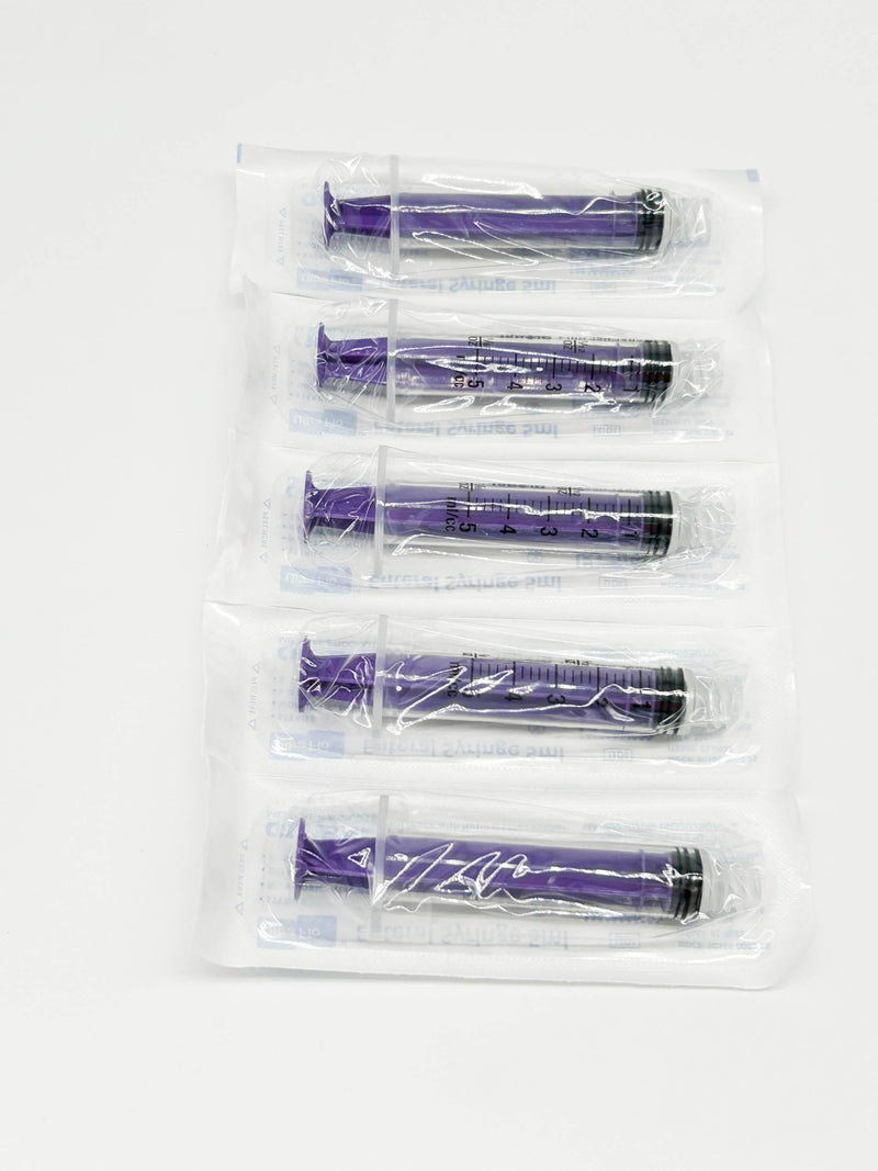 UltraFlo 5cc Enteral Feeding Syringes by Global Medical Products - ENFit & ISO 80369-3 Certified, BPA/DEHP/Latex-Free, Transparent Barrel (5CC, QTY 100) 100.0