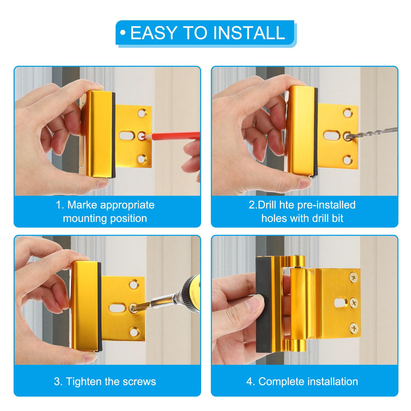 PATIKIL Home Security Door Lock, 3" Stop Door Reinforcement Lock Withstand 800 Lbs High-Security Aluminum Door Latch Stopper with Screws for Home Safety Privacy, Brown