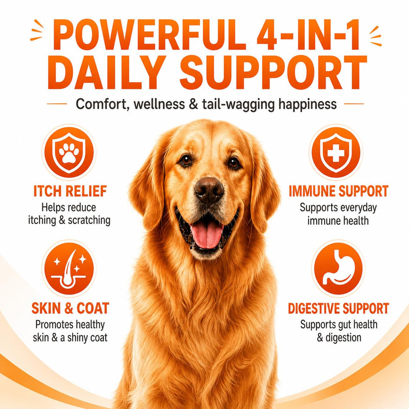 Dog Allergy Chews 200ct – Itchy Skin Relief for Dogs, Anti Itch & Immune Support,Licking Paws Treatment,Soft Chews with Colostrum,Probiotics & Vitamins,Skin and Coat Supplement for Dog Allergy Relief 1.9 g /200 Count (Pack of 1)