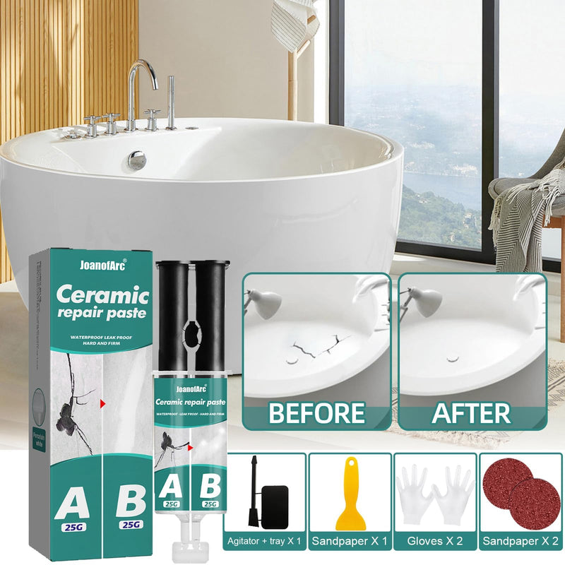 Porcelain Repair Kit, Tile, Marble and Granite Repair Kit, 100ml Quartz Countertop Repair Kit for Tile, Acrylic, Ceramic, Enamel, Kitchen Bathroom Fix Chips Cracks Scratches on Porcelain Sink