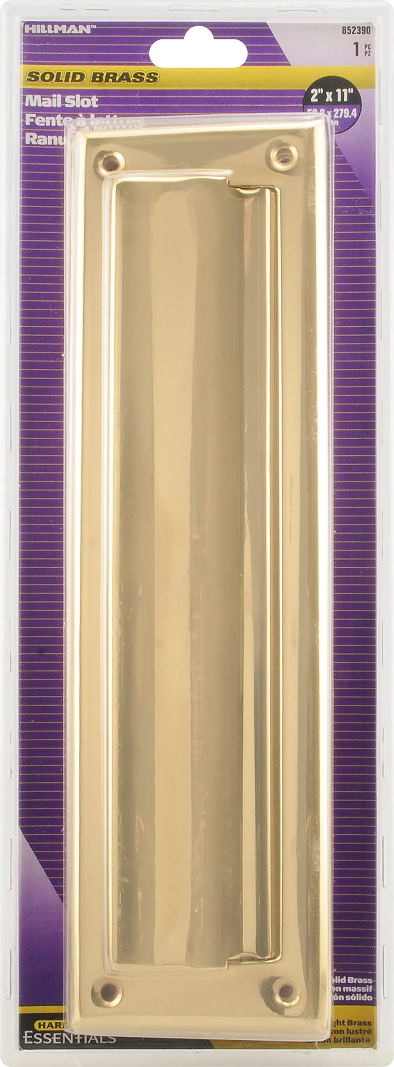 Hillman 852390 2" x 11" Mail Slot, Solid Brass, Bright Brass Finish, 1 Pack
