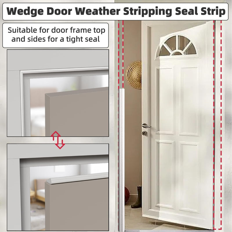 9.8 Ft Weather Stripping Seal Strip for Doors/Windows,Soundproofing Window Insulation Draft Stopper for Winter, Selfadhesive Foam Weather Strip for Door Frame,Door Gap Filler Noise Blocker(White) 9.8 feet White