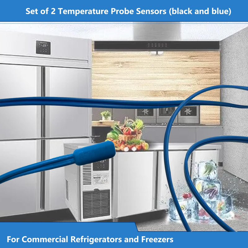 Set of 2 Temperature Probe Sensors（Black and Blue） for Commercial Refrigerators and Freezers Temperature Probes & Sensors 12 Month Warranty