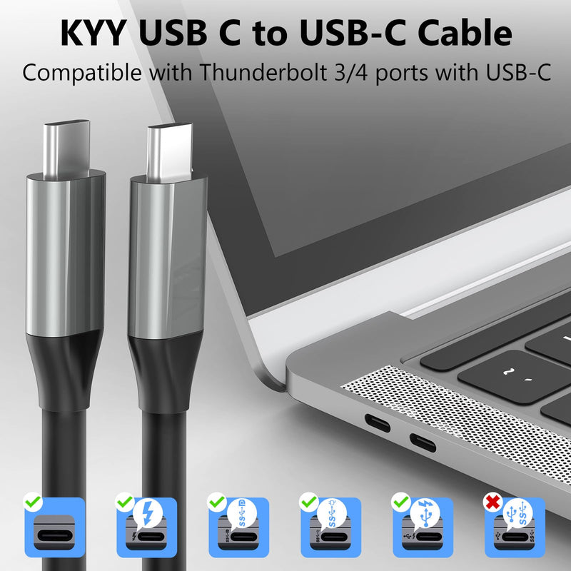 KYY USB C to USB C 3.1 Gen 2 Cable 10Gbps Data Transfer, 4K Video Output Monitor Cable 100W PD Fast Charging