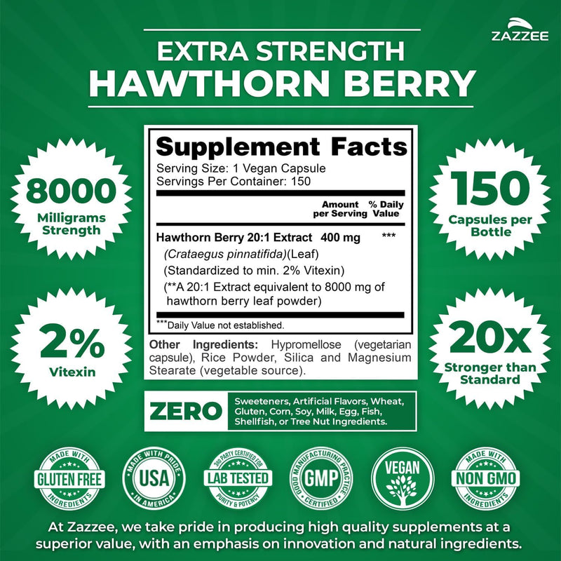 Zazzee Anti Aging Circulatory Support Bundle | Extra Strength Horse Chestnut Supplement with 20:1 Concentrated Hawthorn Extract Capsules | Non-GMO Vegan & ISO Lab Tested