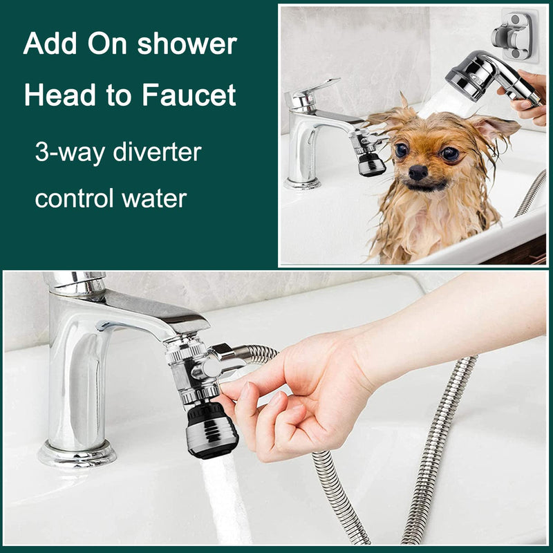 Sink Faucet Sprayer Attachment, Faucet Shower Sprayer with 59" Stainless Steel Hose for Hair Washing&Pet Shower for Bathroom Bathtub, Kitchen,Garden Tub,Utility Laundry Tub