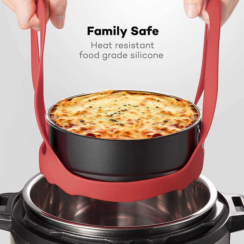 Goldlion Silicone Sling Lifter Accessories Compatible with Instant Pot 6 Qt and 8 Qt, Ninja Foodi 5 Qt / 6.5 Qt / 8 Qt and Other Brand Pressure Cookers, Red 6 Qt/8 Qt