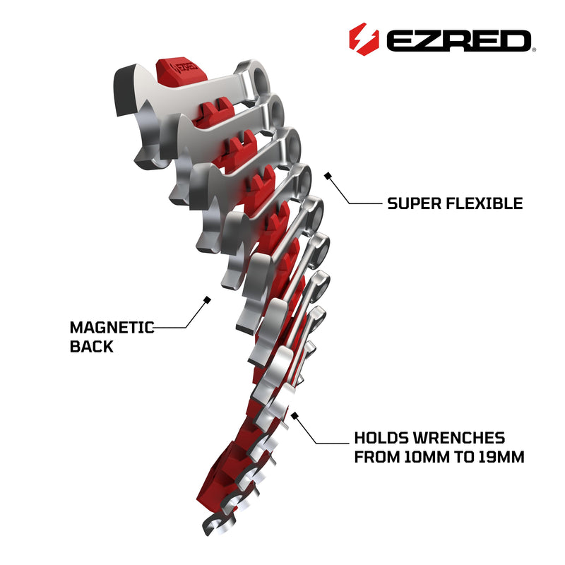 EZ RED Magnetic Flexible 12 Slot Wrench Rack Holder Non-Marring Slim Design Storage Organization