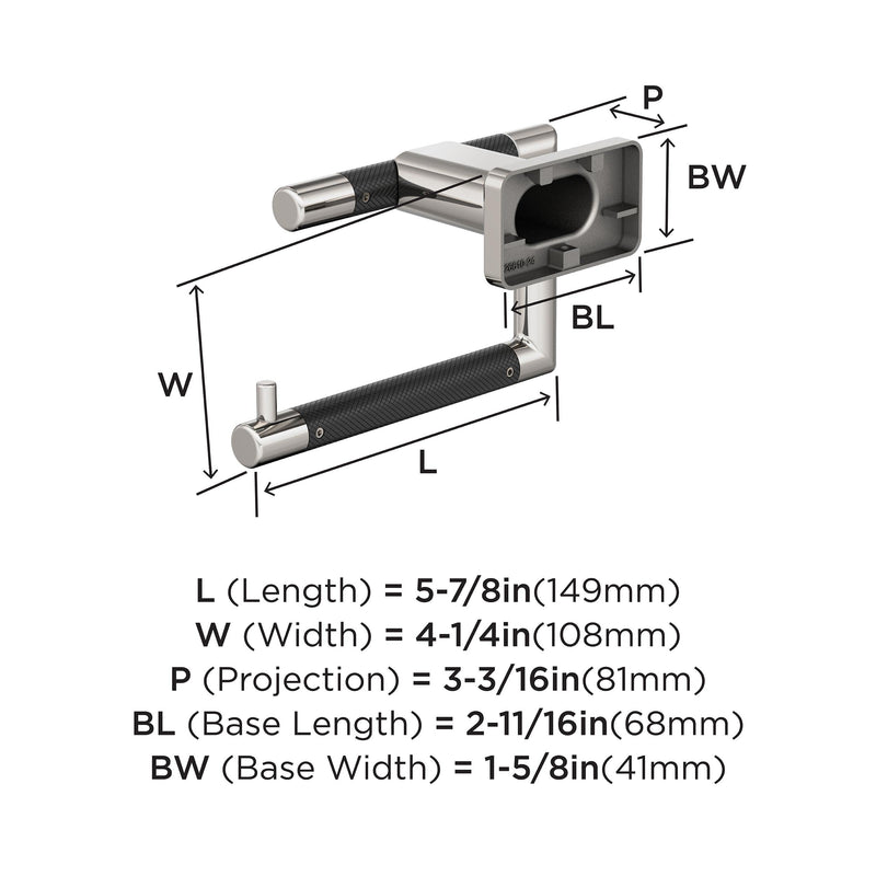 Amerock BH26617PNBBR | Polished Nickel/Black Bronze Single Post Toilet Paper Holder | 5-7/8 in. (149 mm) Toilet Tissue Holder | Esquire | Bath Tissue Holder | Bathroom Hardware | Bath Accessories