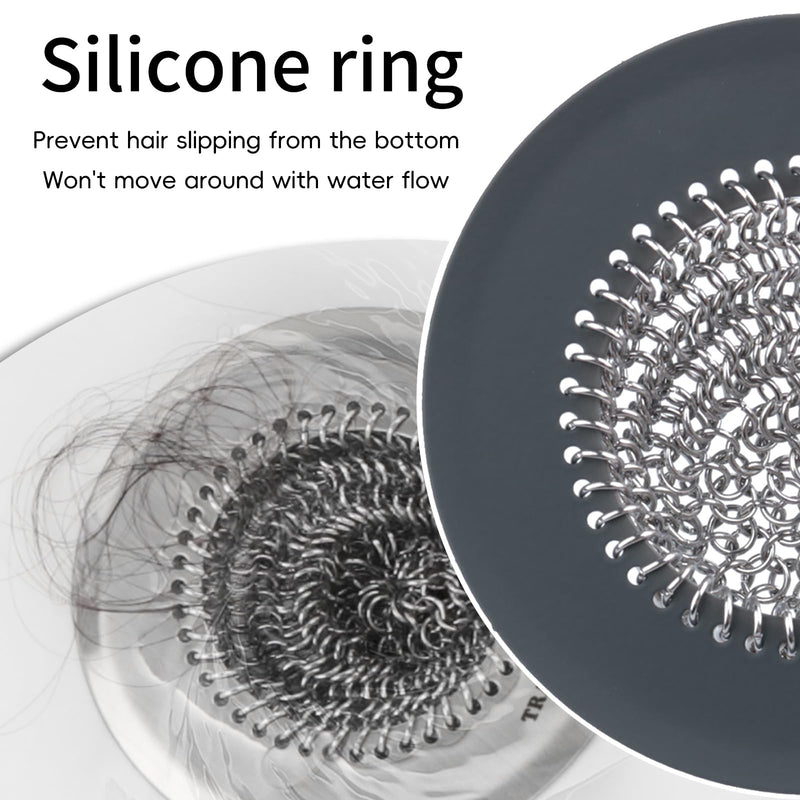 Shower Drain Hair Catcher, Easy Clean Bathtub Drain Hair Catcher, Anti-Slip Hair Catcher Shower Drain, Upgraded 304 Stainless Steel Tub Hair Catcher, Shower Drain Cover for Sink, Bathtub, Drain Silver-1 Pack