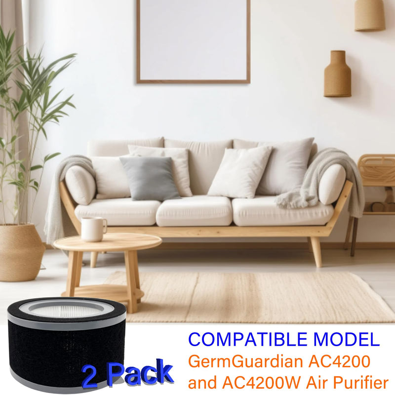 2 Pack FLT4200 Filter for GermGuardian AC4200 and AC4200W Air Purifier