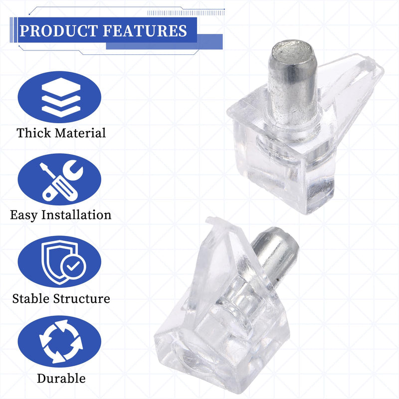 20pcs 3/16 Inch Shelf Support Pegs,Clear Plastic 5mm Shelf Pins,Shelf Support Pins for Wood Shelving,Kitchen,Furniture Shelf Bracket Nail 20Pcs