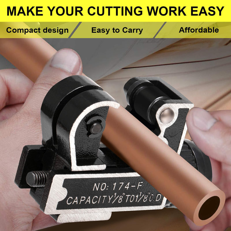 Spurtar Mini Pipe Cutter Tool 1/8 to 1-1/8 inch (3-28mm) Tube Cutter for Copper, Brass, Aluminum Pipe for Plumbing, HVAC Work, Automotive Repairs, DIY Projects