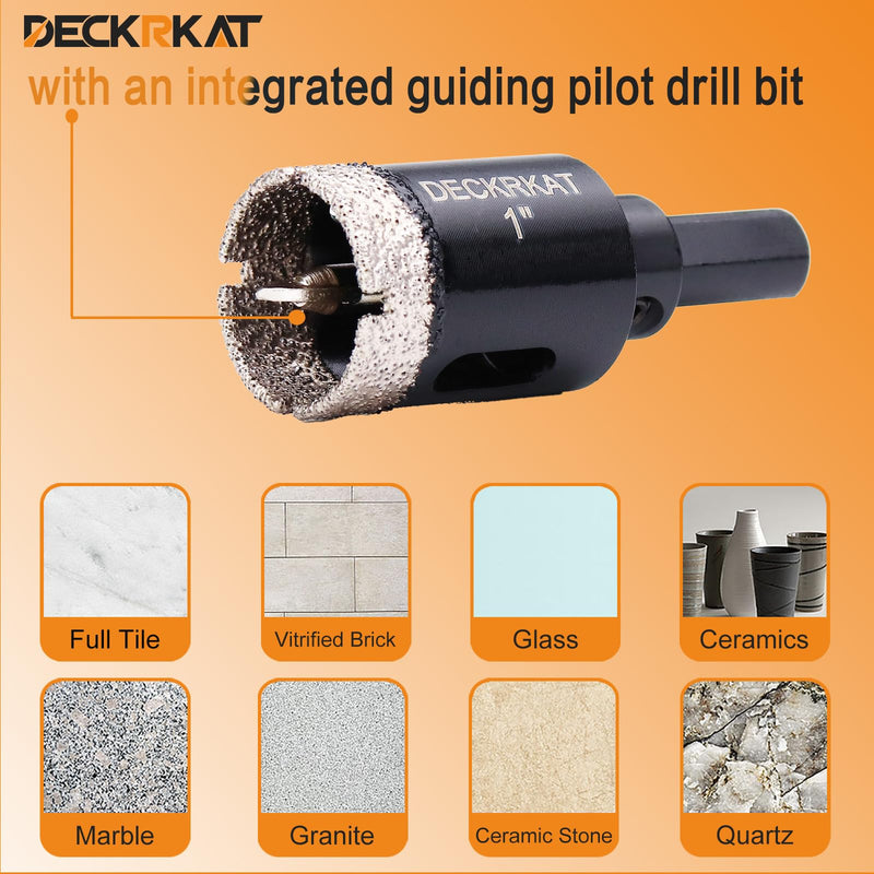 1 Inch Diamond Hole-Saw Bits with Pilot Drill Bit - 2pc 1" Diamond Tipped Tile Hole Saws with Guiding Bit Accurate Drilling for Porcelain Tile Ceramic Pottery Granite Stone Glass Bottles 25mm 1”
