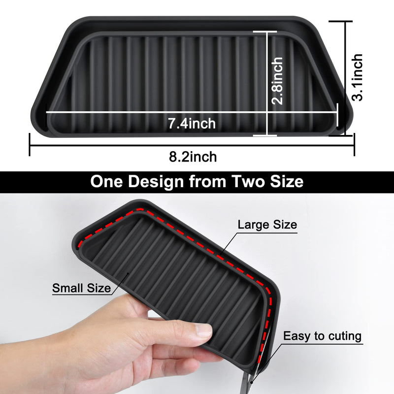 KindGa Refrigerator Drip Catcher Tray,Protector Ice and Water Dispenser Pan,Fridge Spills Water Pad Catch Basin for Drainage 2 Pack (Rectangular,Black) 2 pack Rectangular Black