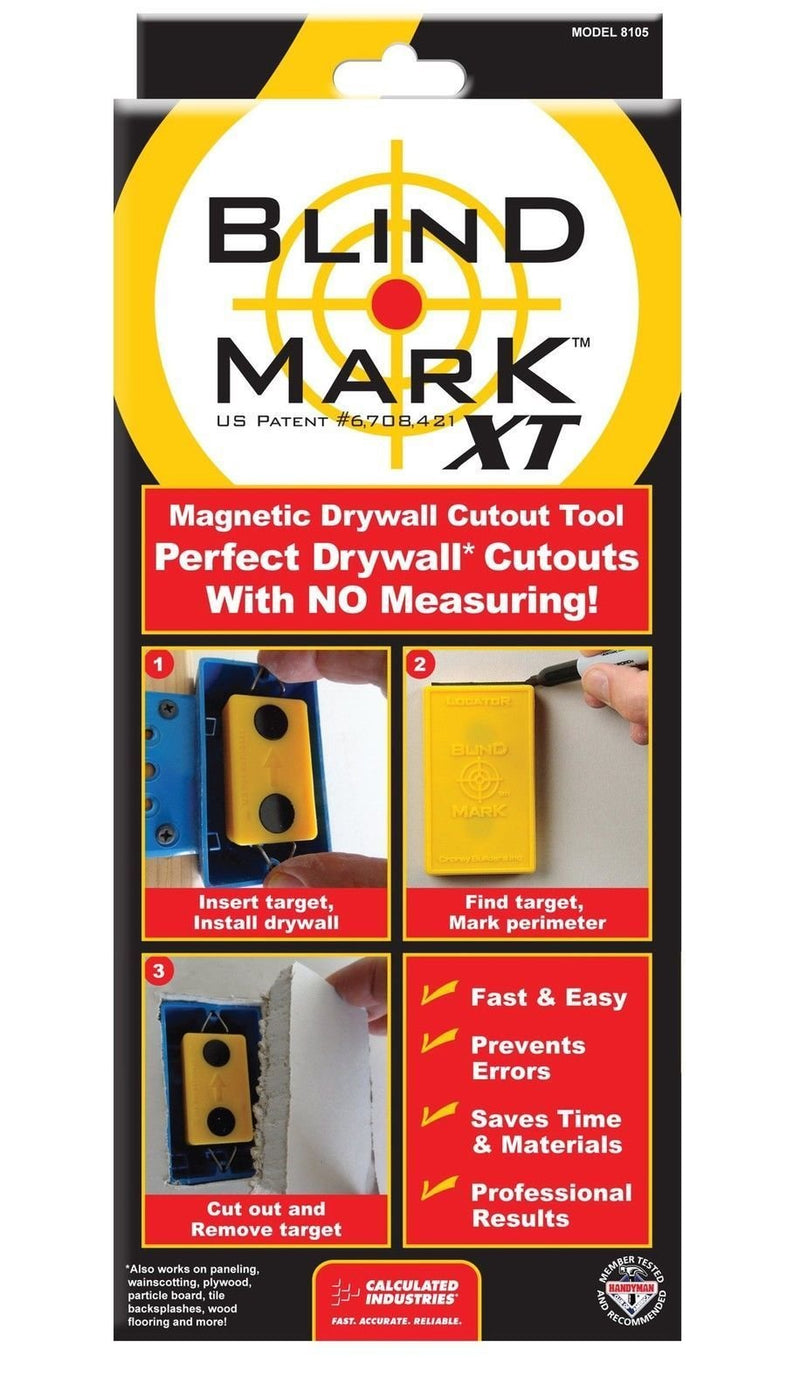 Calculated Industries 8105 Blind Mark Drywall Electrical Box Locator Tool – Powerful Rare-Earth Magnetic Targets (3) and Locator Kit 3 Targets + Case