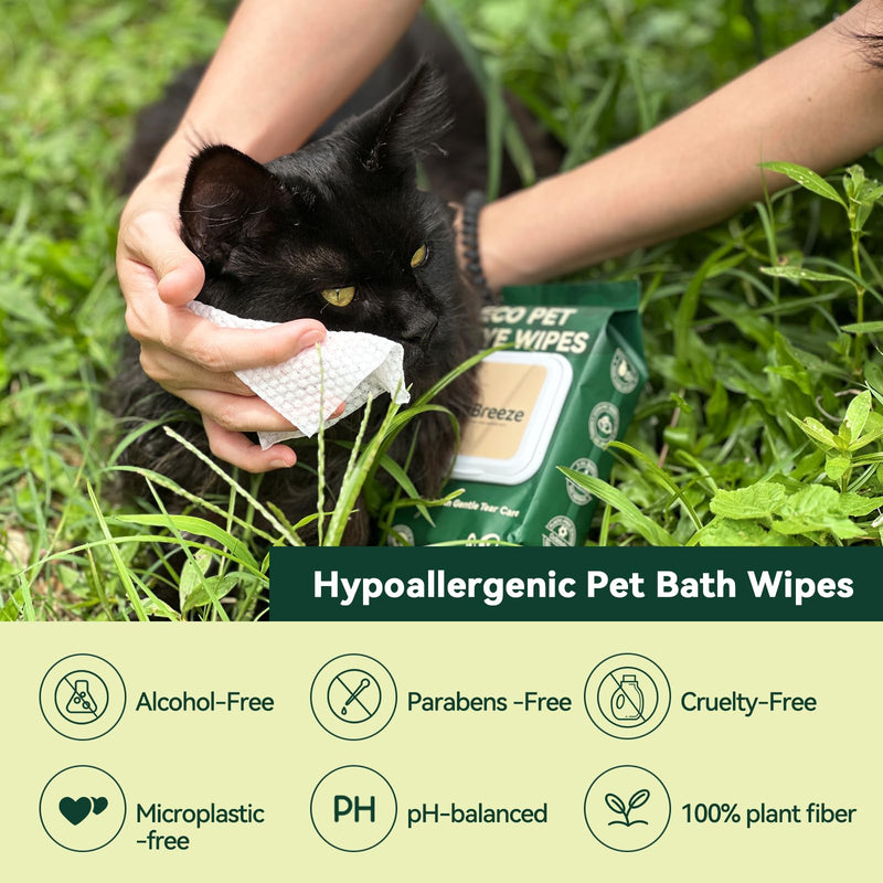 Eye Wipes for Dogs & Cats, Gently Remove Tear Stains, Debris & Discharge, Hypoallergenic Pet Eye Cleaner for Eyes, Wrinkles & Face, Unscented with Natural Coconut Oil & Provitamin B5, 100ct Pet Eye Wipes