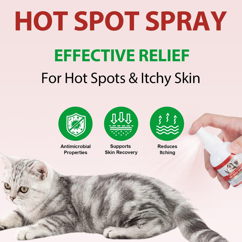 VOSIFSDIY Hot Spot Spray for Cats, Itch Relief for Cats, Relieve Irritated Skin, Long Lasting Moisturizing, Emotional Soothing,Pure Plant-Based Ingredients-100ml(2PCS) 2PCS