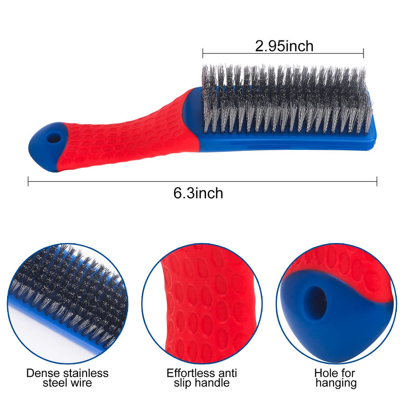 Wire Brushes for Cleaning,Steel Brush Heavy Duty Carbon Steel and Stainless Steel Wire Scratch Brush with Rubber Covered Handle,2 Pcs