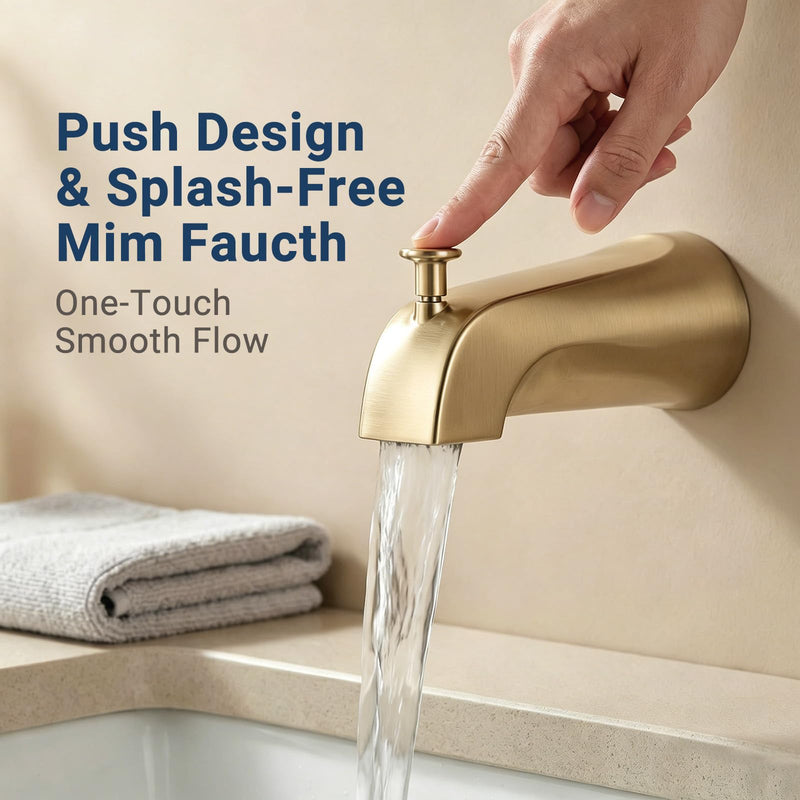 Universal Bathroom Tub Spout with Diverter, 1/4 Inches 1/2" IPS Inside Thread, Durable Heavy Duty Metal Bathtub Faucet with Shower Diverter,1/4 Inch Bathroom Tub Spout Compatible,Brushed Gold Brushed Gold