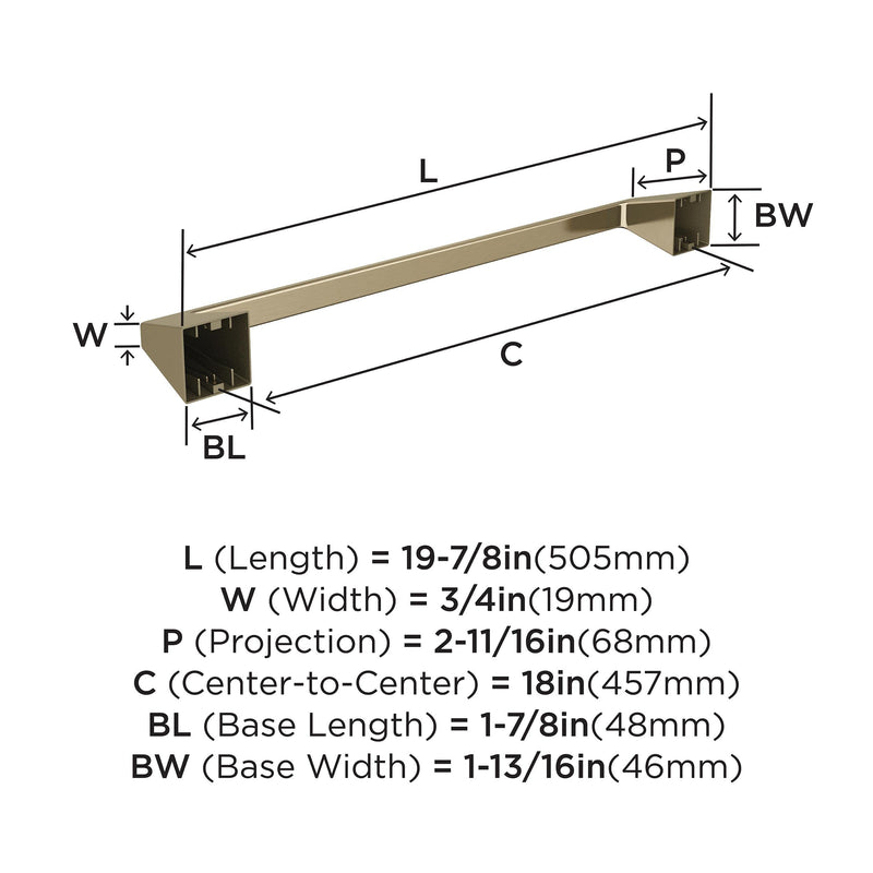 Amerock BH36003BBZ | Golden Champagne Towel Bar | 18 inch (457 mm) Center-to-Center Towel Rack | Blackrock | Bathroom Towel Holder | Bathroom Hardware | Bath Accessories