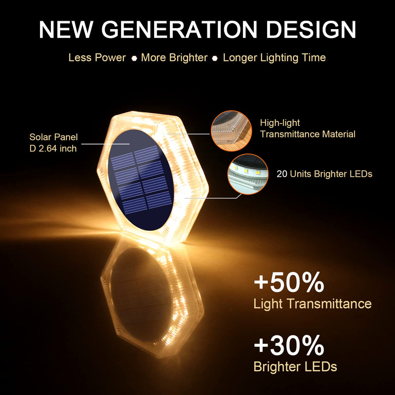 YiLaie Solar Deck Dock Lights Hexagon Warm White Step Lights Outdoor Waterproof Solar Powered for Driveway Post Fence Stairs Yard Patio Pathway Porch 6 Packs 6 Pack-Hexagon