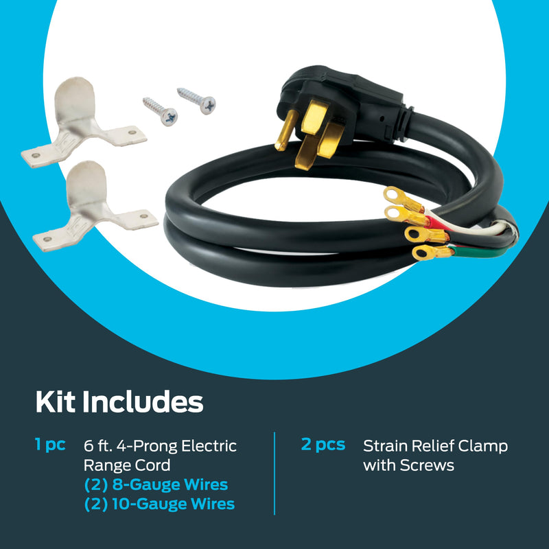Eastman 6 Feet Electric Range Cord, 40 Amps 4-Prong Wire, 61273 6 ft.