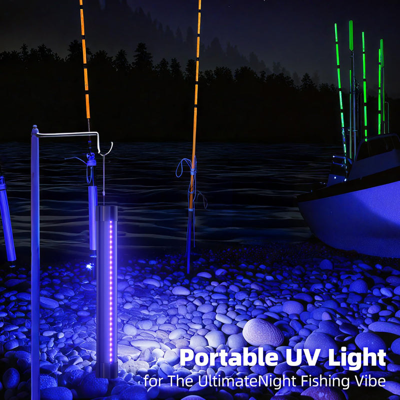 Battery Powered Black Light, Rechargeable Blacklight, Cordless 395nm Light Glow Party, Halloween, Body Painting, 2 Packs