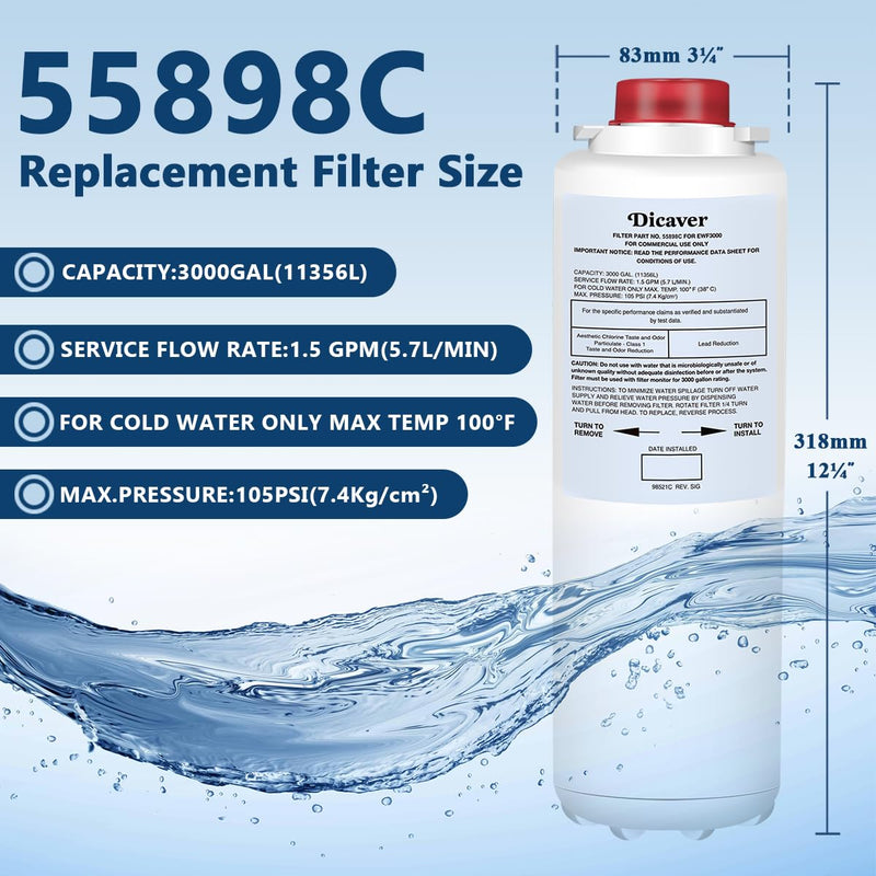 55898C Water Filter, Replacement for Halsey Taylor 55898C Filter Compatible with HWF172 Filter Replacement Filling Stations(1 Pack） 1 Pack