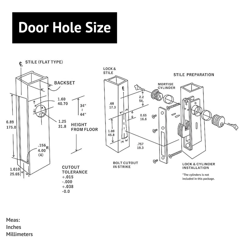 elox Storefront Narrow Stile Mortise Door Lock Hookbolt, 31/32 Backset, w/Bronze Duronodic Finish faceplate DU