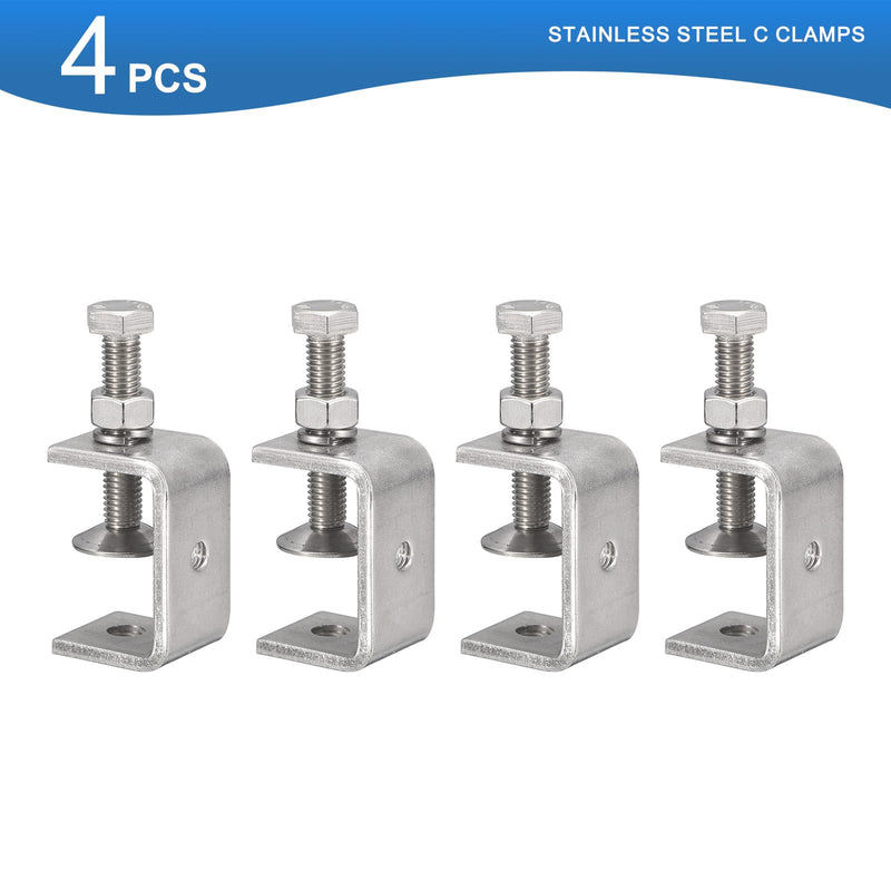 4 Pack 304 Stainless Steel C Clamps with 45mm/1.77" Stable Wide Jaw Opening Tiger Clamp for Woodworking Welding Construction Household Mount 45mm/1.77"