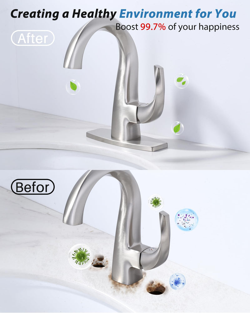 Bathroom Faucet Escutcheons Brushed Nickel: 6 Inch Sink Hole Cover - Non-Leakge Deck Plate For Bathroom Faucet - Solid Faucet Base Plate for 1 or 3 Hole Bathroom Vanity Basin - 4" Faucet Cover Plate