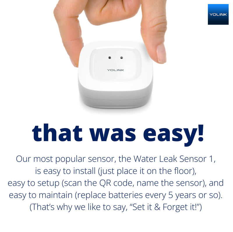 YoLink Smart Home Starter Kit: Hub & 2-Pack Water Leak Sensor 1, LoRa Up to 1/4 Mile Open-Air Range, SMS/Text, Email & Push Notifications, w/Alexa, IFTTT, Home Assistant 2-Sensor