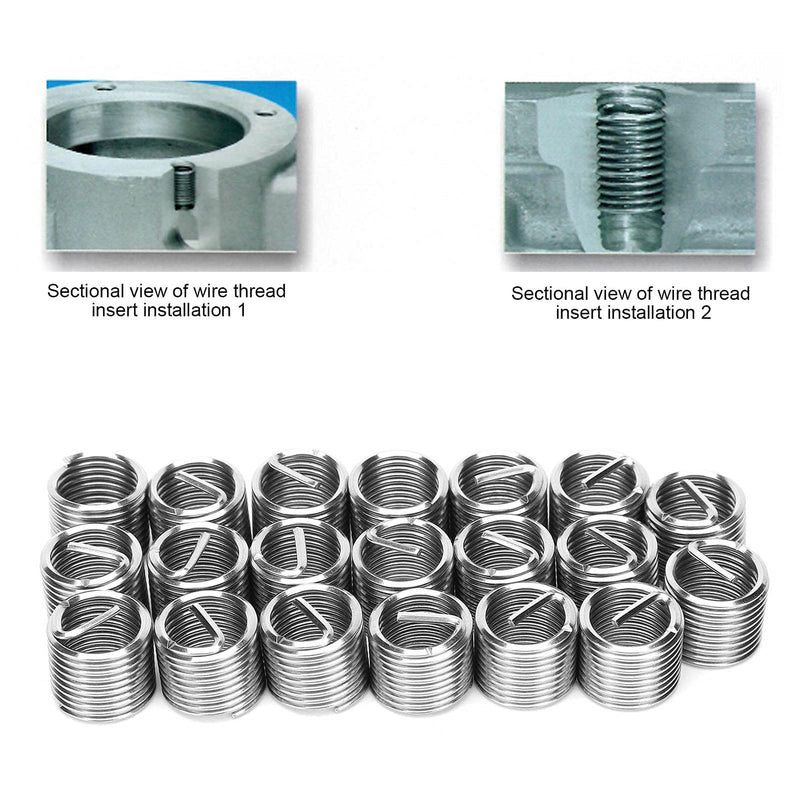 20Pcs Thread Repair Kits M14 x 1.25 Thread Repair Spiral Circle Insert Reducer Nut Threaded Expand Socket Set(1.5D) 1.5D