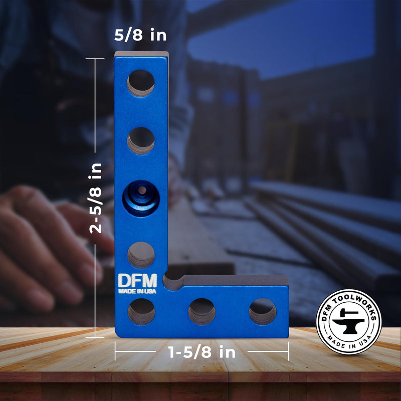 Small Square and Center Finder - Mini Square Tool with 11/32" Center Marking Hole Woodworking, Carpenter Engineering Square, Center Marking Tool, Made in USA - Blue