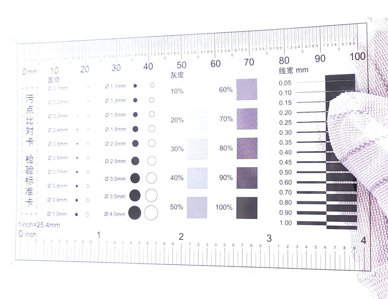Flaw Test Gauge SEC Size Estimation Chart (Transparency) for Dot and Line Defects Measuring 4 inches (1) 1