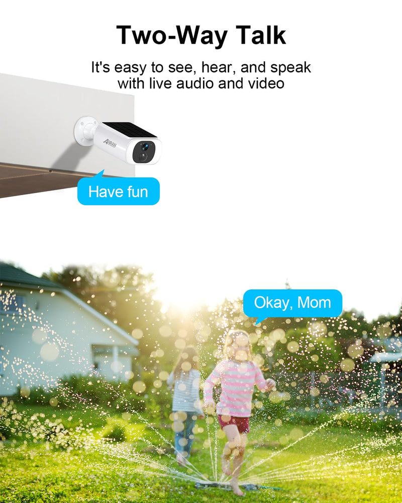 ANRAN 5MP Solar Security Camera Outdoor, Wireless Battery Powered WiFi Camera for Home Surveillance with Buit-in Solar Panel, Color Night Vision, 2-Way Audio, Siren Alarm, Works with Alexa, C3 Max 5MP-White