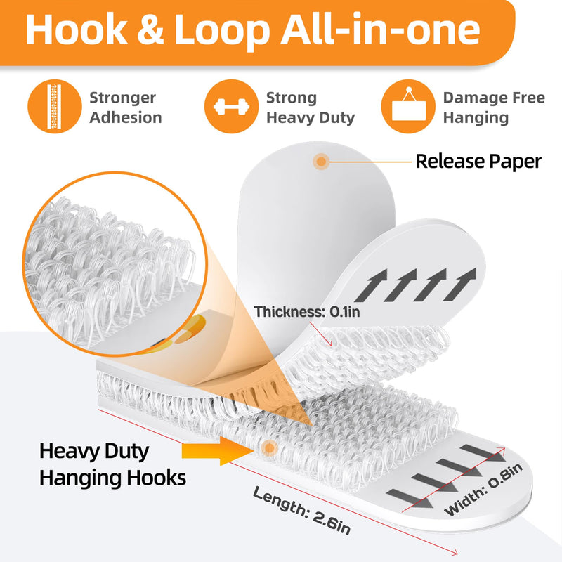 Picture Hanging Strips,Picture Hanger Kit, Removable Damage Free,Picture Hanging Hooks,White Medium(40Pack) Picture Hanging Strips-M