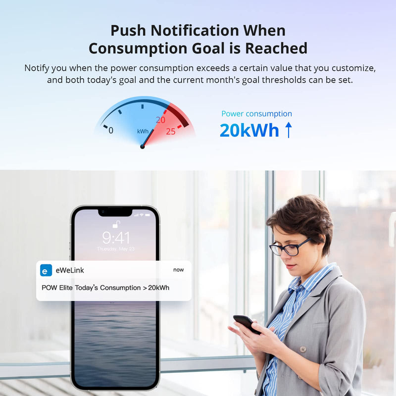 SONOFF POWR320D Elite 20A WiFi Smart WiFi Wireless Light Switch with Energy Monitoring, Universal DIY Module for Smart Home, Works with Amazon Alexa & Google Home, No Hub Required
