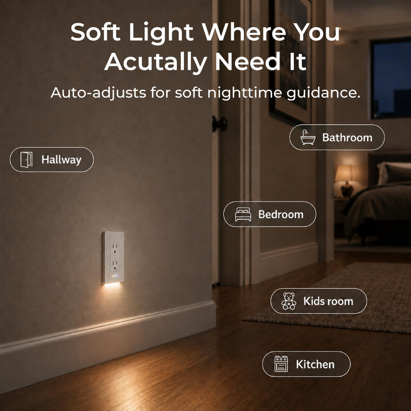 InvisOutlet Aura in-Wall Smart Outlet with RGB Night Light, Matter Smart Outlet, 15A Dual Receptacles, Apple Home, Alexa, Google Home, SmartThings, MQTT, ETL Listed, No Hub