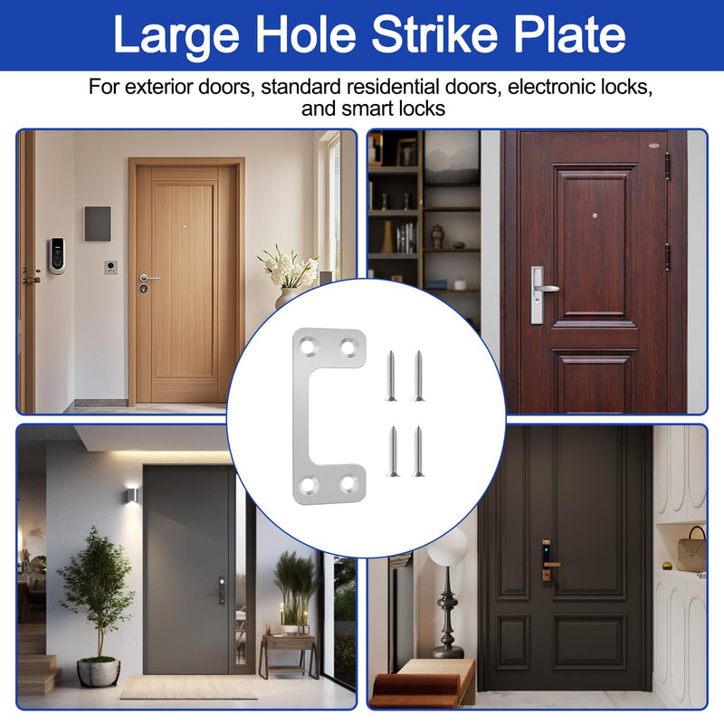 Oversized Deadbolt Strike Plate (1.125" X 2.75") - Adjustable Strike Plate for Exterior Doors, Large Hole for Deadbolts & Electronic Locks, Home & Rental Security, Property Managers Favorite -6 Packs